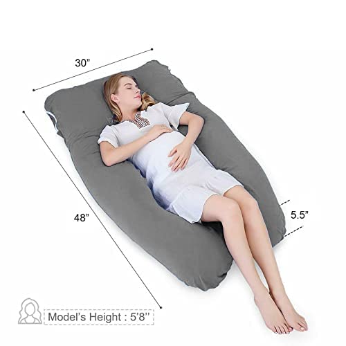 U Shape Fully Comfortable Microfibre Solid Pregnancy Pillow for Women (Grey)