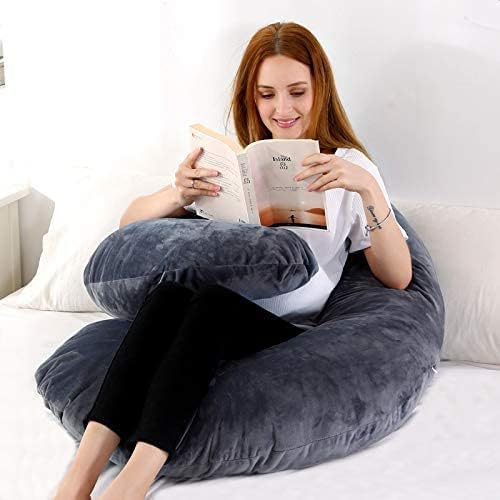 C Shape Premium Quality Pregnancy Pillow (Black grey mix)