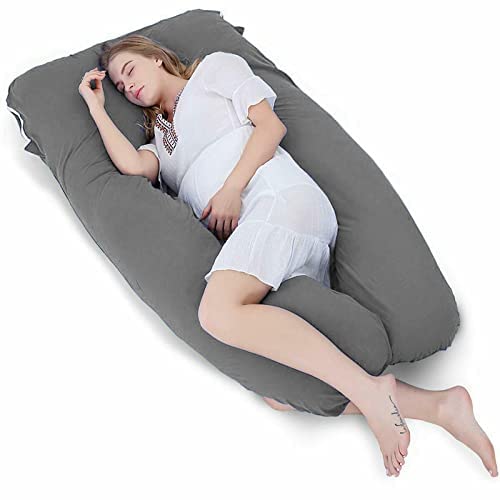 U Shape Fully Comfortable Microfibre Solid Pregnancy Pillow for Women (Grey)