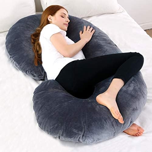 C Shape Premium Quality Pregnancy Pillow (Black grey mix)