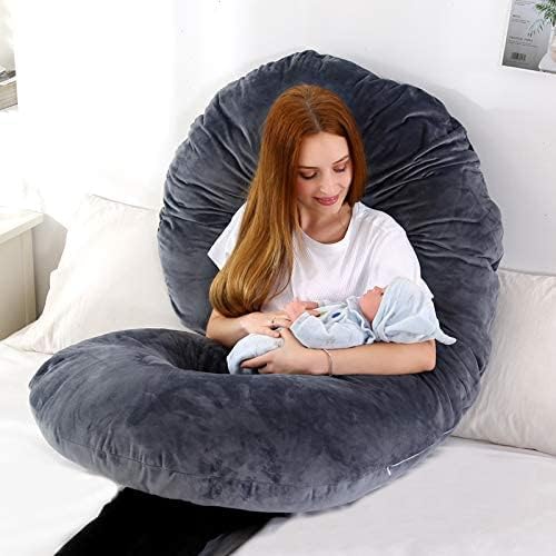 C Shape Premium Quality Pregnancy Pillow (Black grey mix)