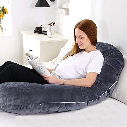 C Shape Premium Quality Pregnancy Pillow (Black grey mix)