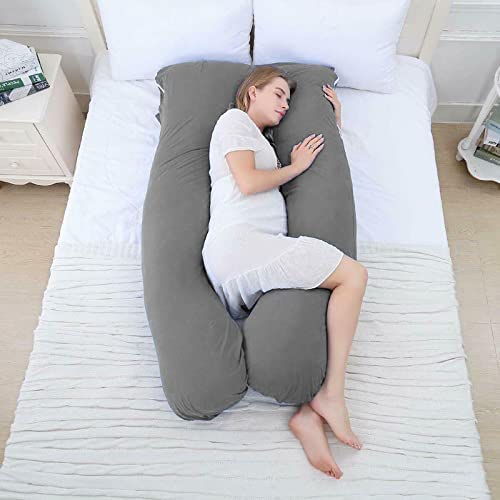 U Shape Fully Comfortable Microfibre Solid Pregnancy Pillow for Women (Grey)