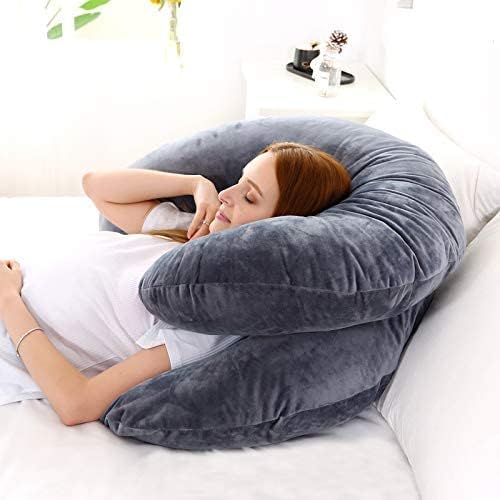 C Shape Premium Quality Pregnancy Pillow (Black grey mix)