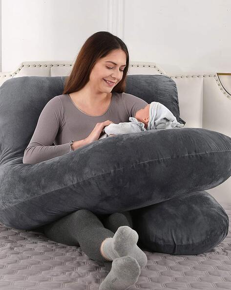 J Shape Premium Quality Maternity Pillow with cover (Black)