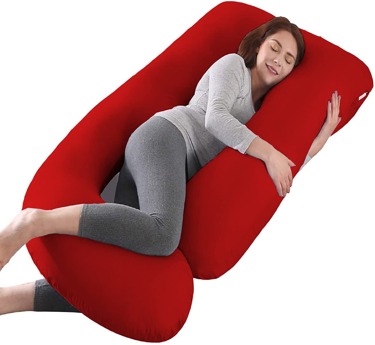 J Shape Comfortable Premium Quality Pregnancy Pillow For Women (Red)