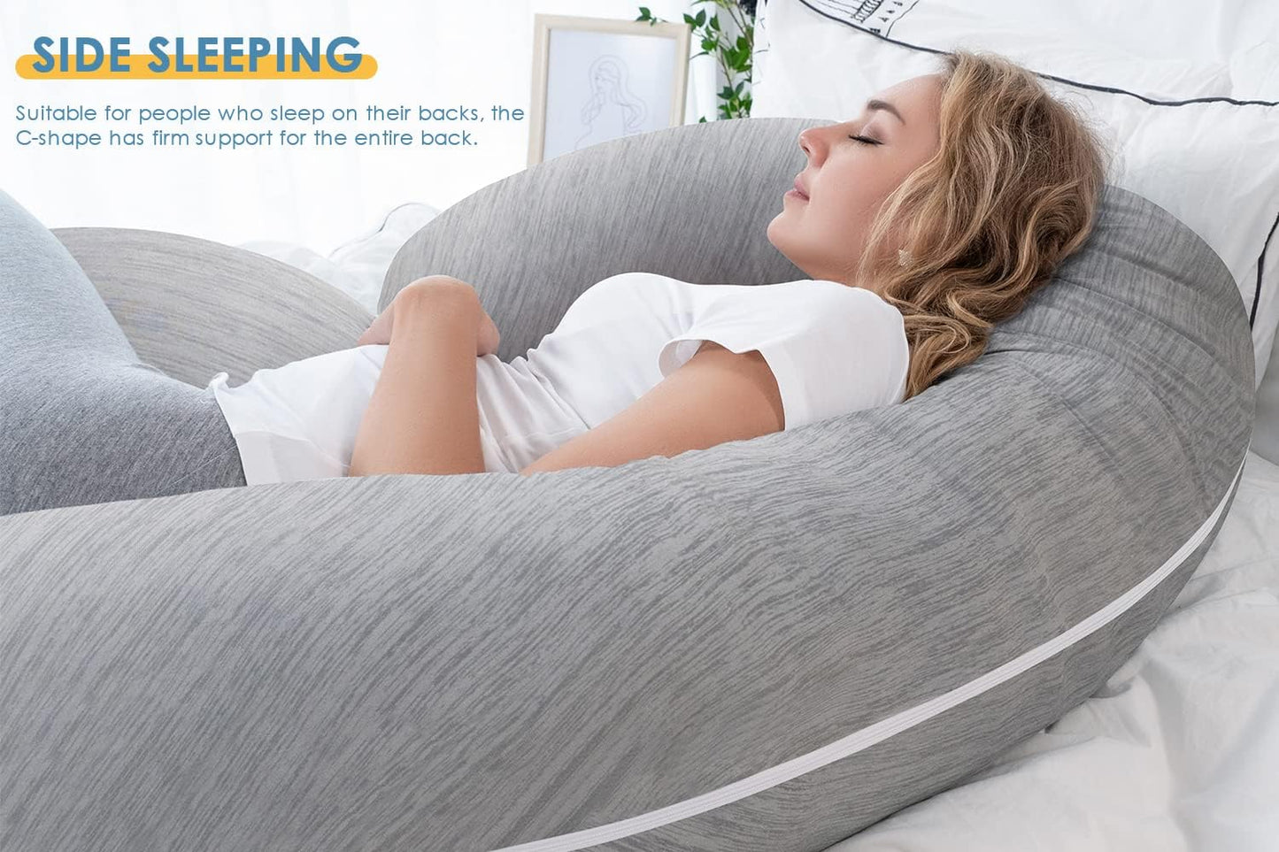 C Shape Fully Comfortable Microfibre Solid Pregnancy Pillow (Grey)