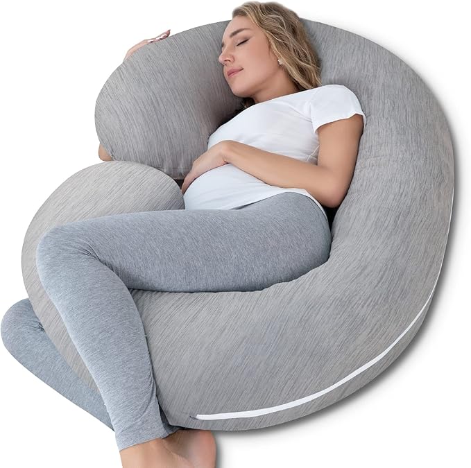 C Shape Fully Comfortable Microfibre Solid Pregnancy Pillow (Grey)