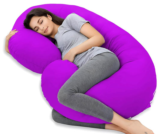 C Shape Fully Comfortable Microfibre Solid Pregnancy Pillow for Women (Purple)