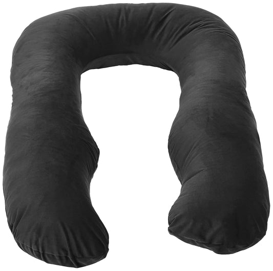 U Shape Fully Comfortable Microfibre Solid Pregnancy Pillow for Women (Black)