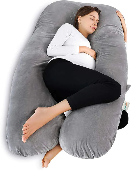 U Shape Fully Comfortable Microfibre Solid Pregnancy Pillow for Women (Grey)