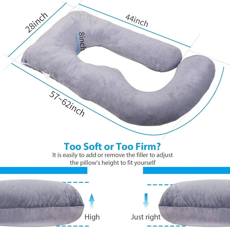 J Shape Fully Comfortable Microfibre Solid Pregnancy Pillow (Grey)