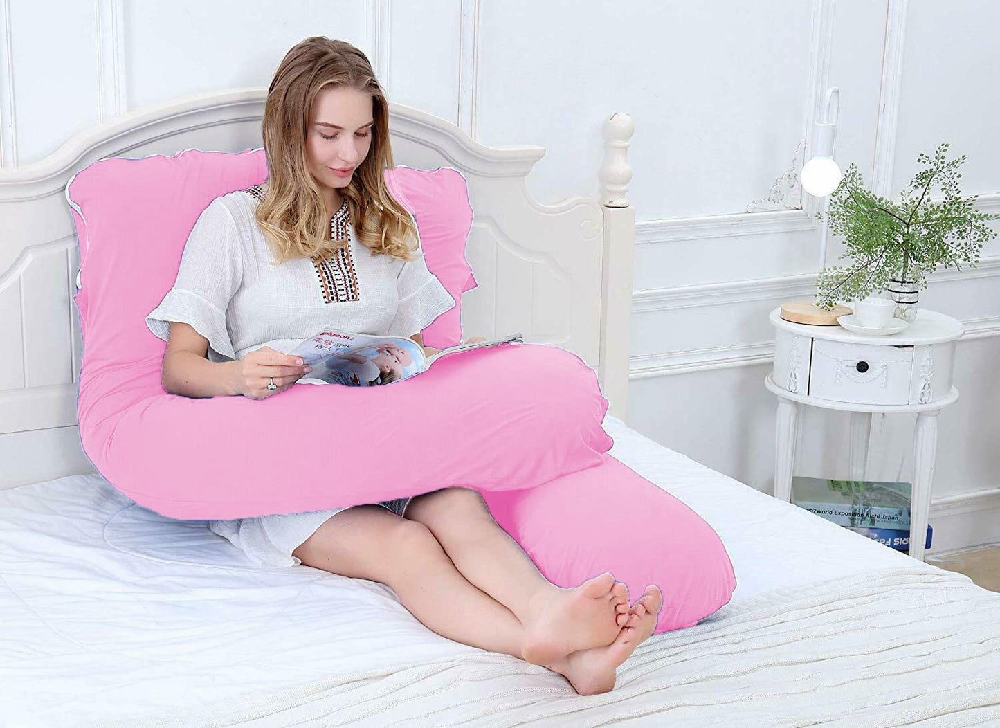 U shape Premium Quality Pregnancy Pillow (Pink)